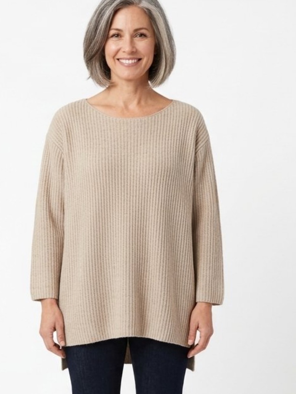 J.Jill Beige Ribbed Knit Pullover Sweater Wool Blend Womens Plus Size 1X